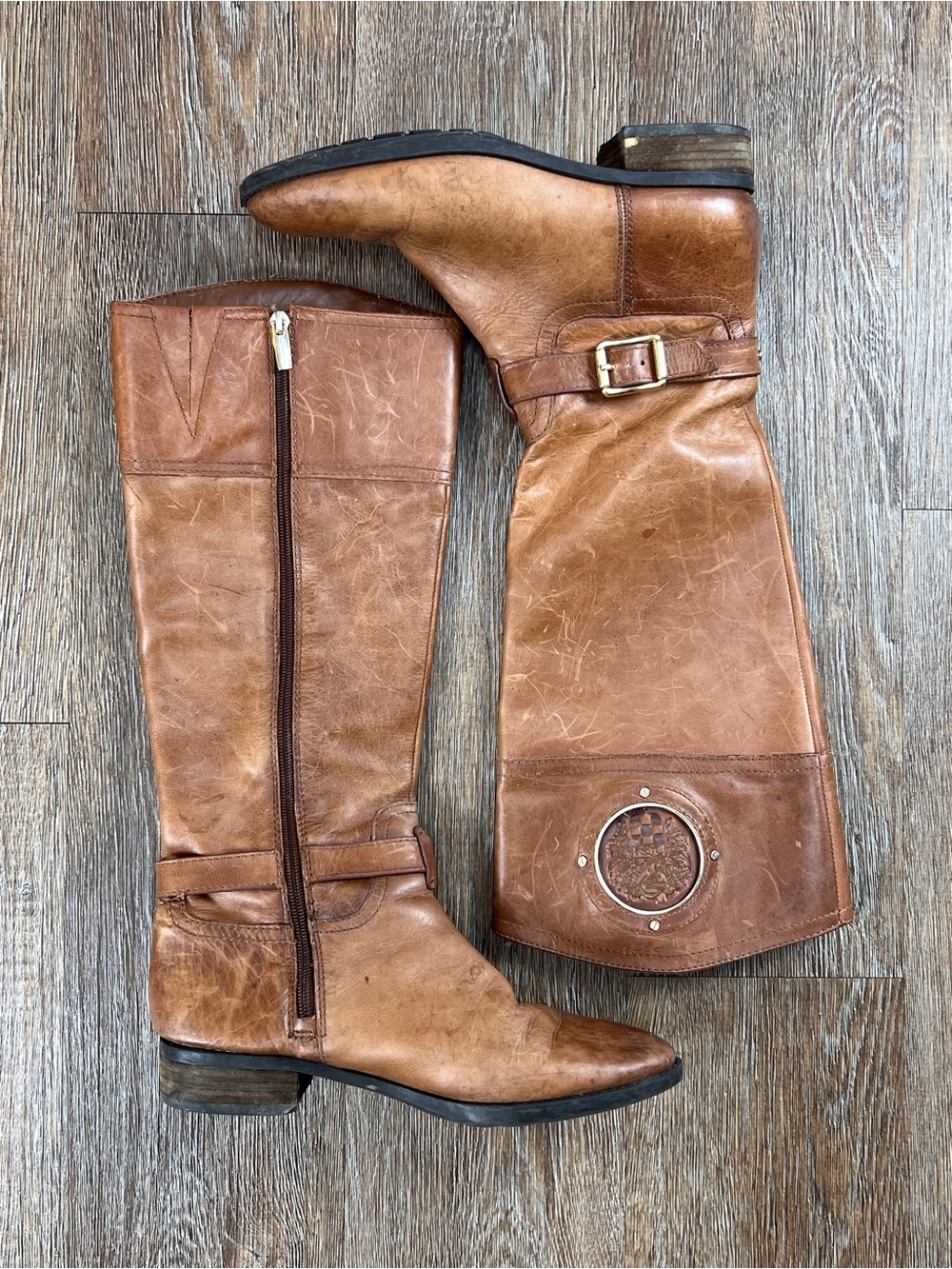 Vince Camuto Phillie Tall Leather Riding Boots Brown | Size: 8